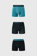 Boxer Hombre Tripack Liso Turquesa