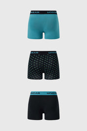 Boxer Hombre Tripack Liso Turquesa