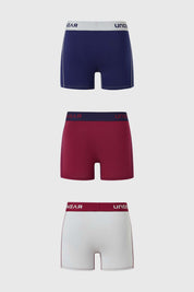 Boxer Hombre Tripack Largo Burdeo