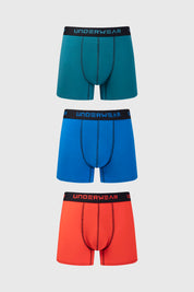 Boxer hombre tripack largo verde con cintura negra y detalles de costura visibles