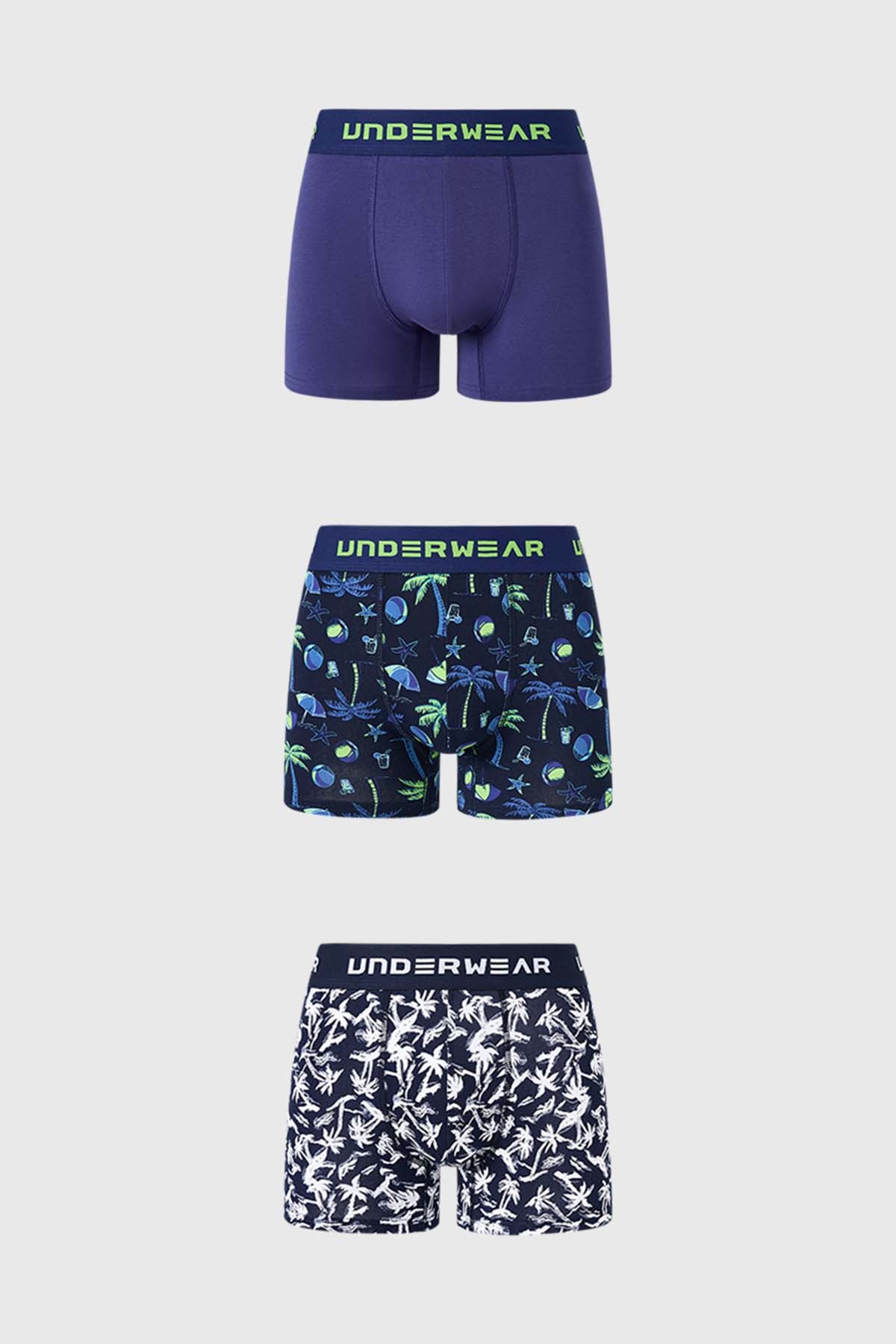 Boxer Hombre Tripack Liso Azul