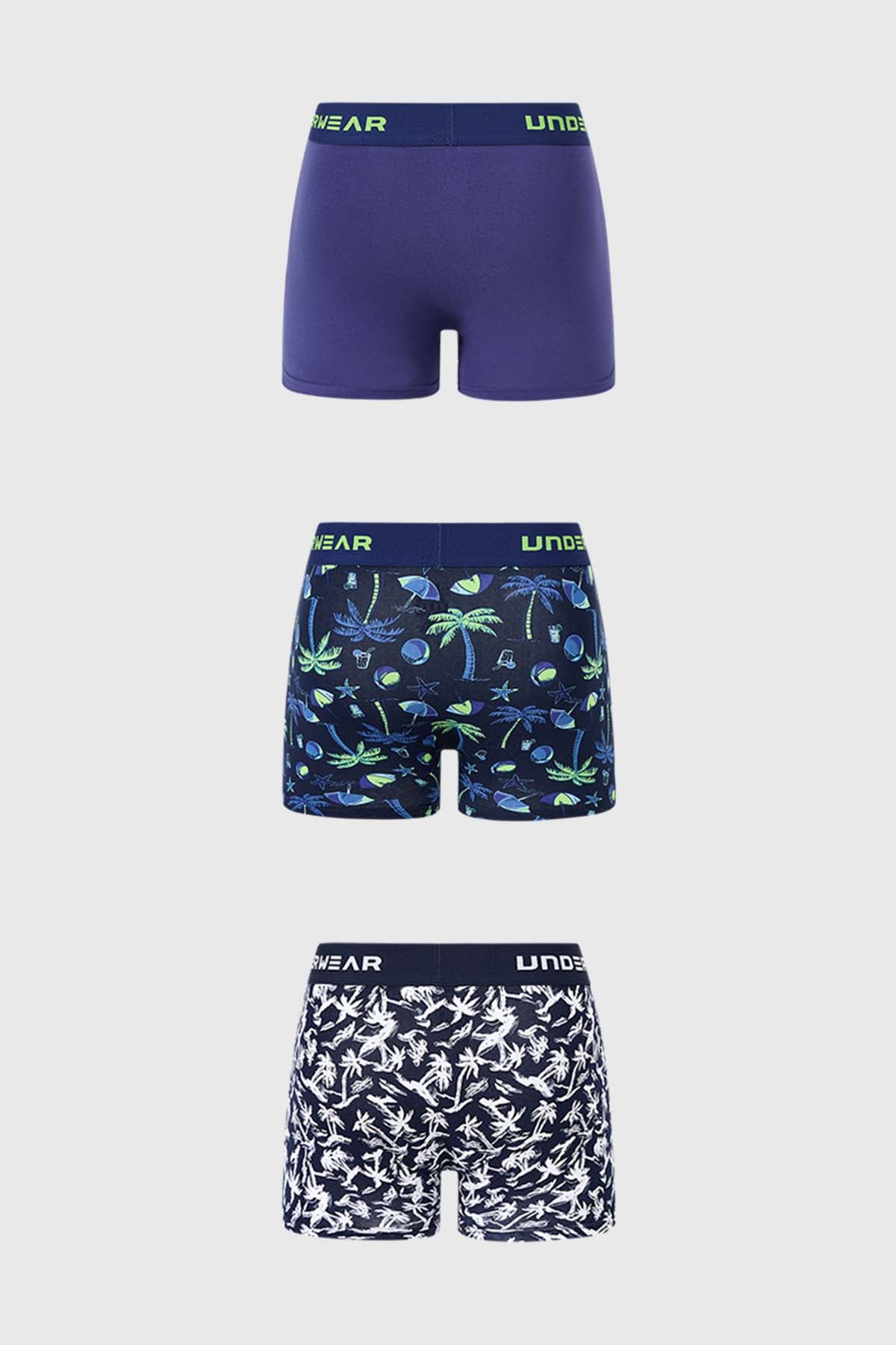 Boxer Hombre Tripack Liso Azul
