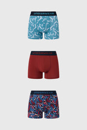 Boxer Hombre Tripack Liso Burdeo