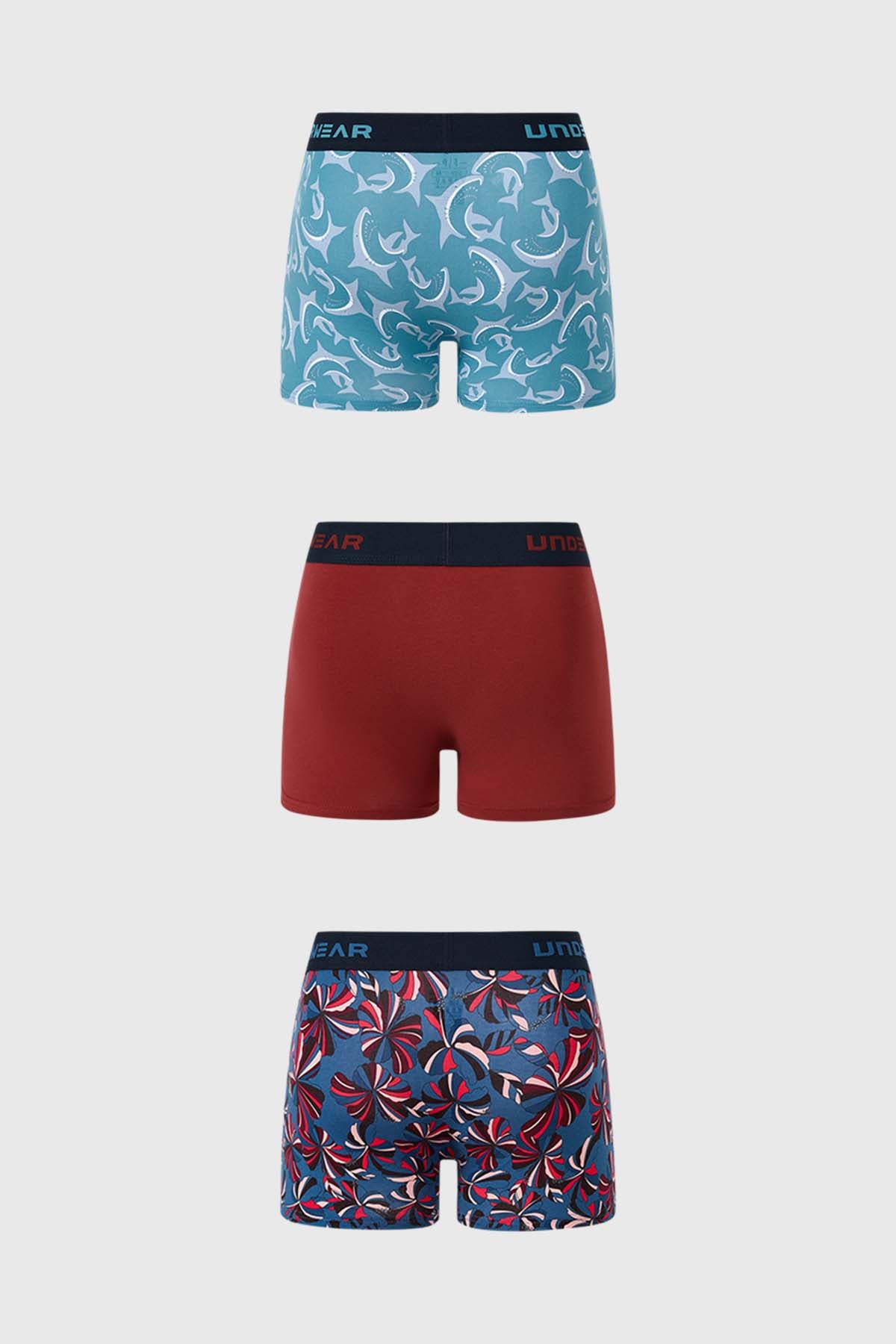 Boxer Hombre Tripack Liso Burdeo