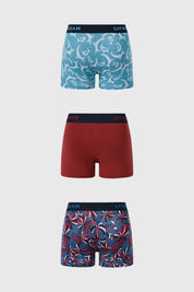 Boxer Hombre Tripack Liso Burdeo