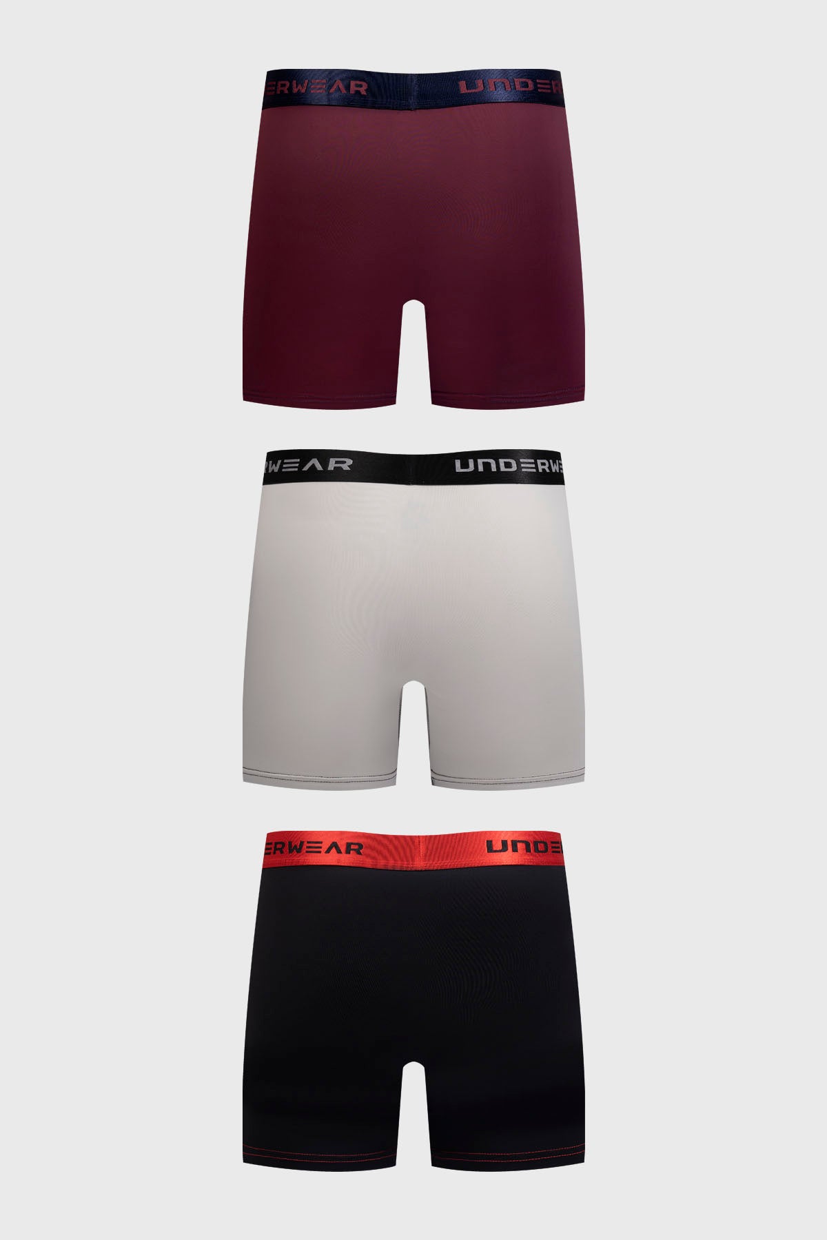 Boxer Hombre Tripack Pretina Burdeo