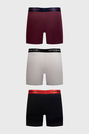 Boxer Hombre Tripack Pretina Burdeo