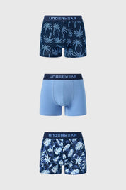 Boxer Hombre Tripack Liso Azul