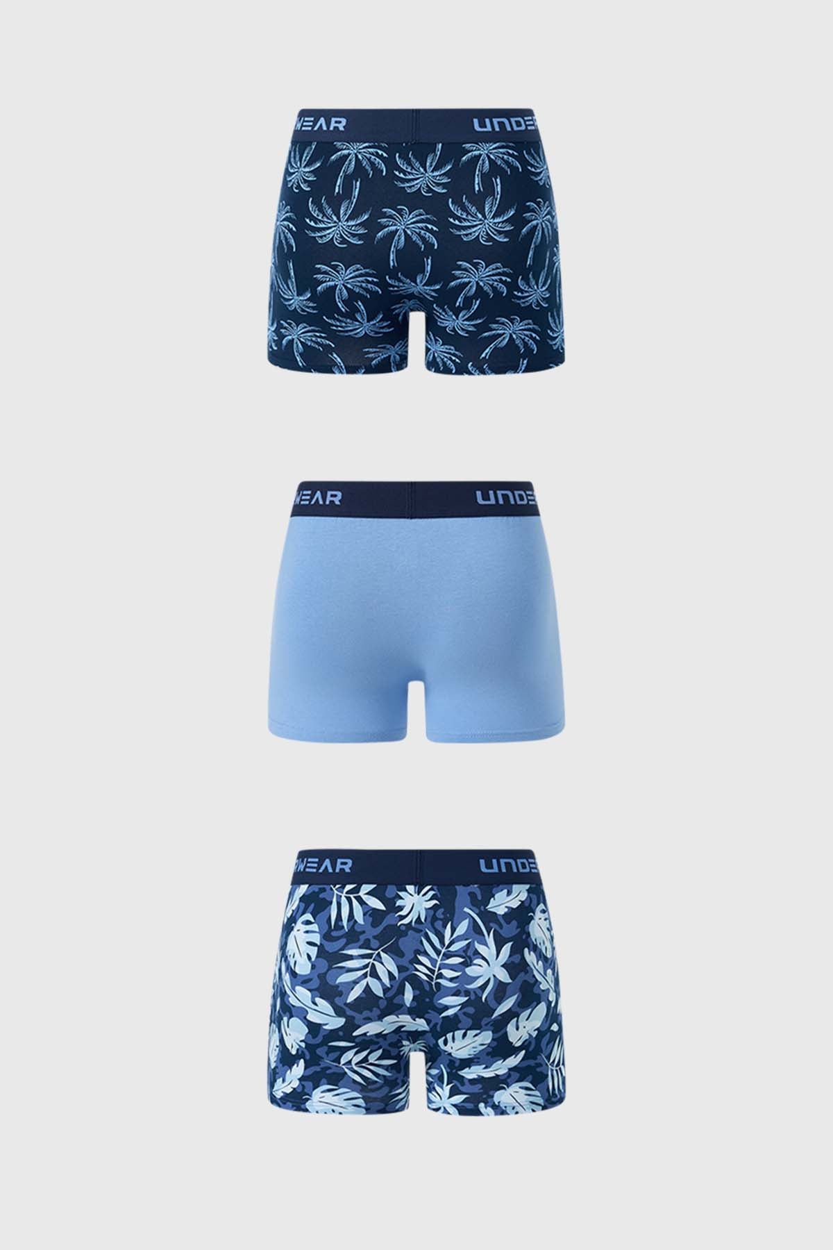 Boxer Hombre Tripack Liso Azul