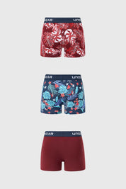 Boxer Hombre Tripack Liso Burdeo