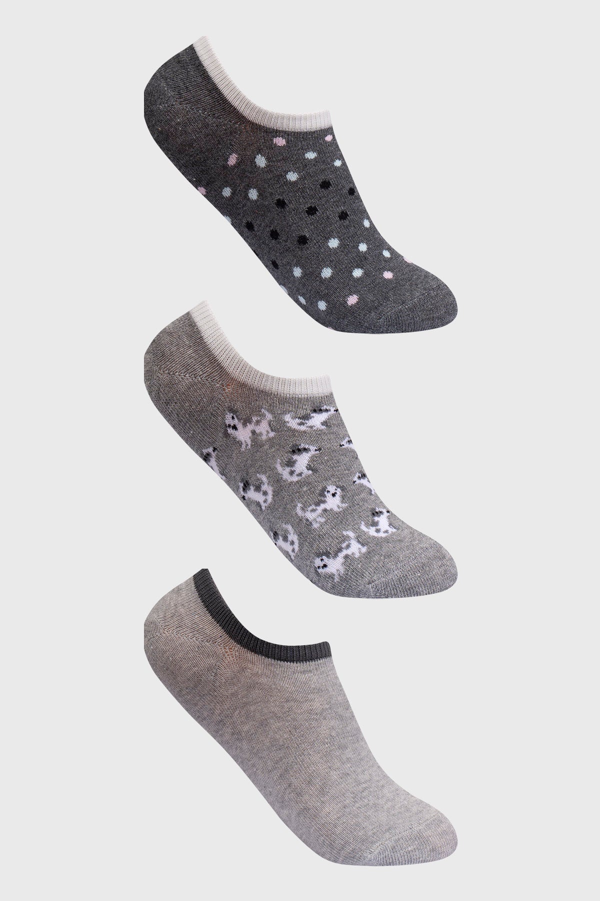 Calceta Deportiva Mujer Tripack Gris