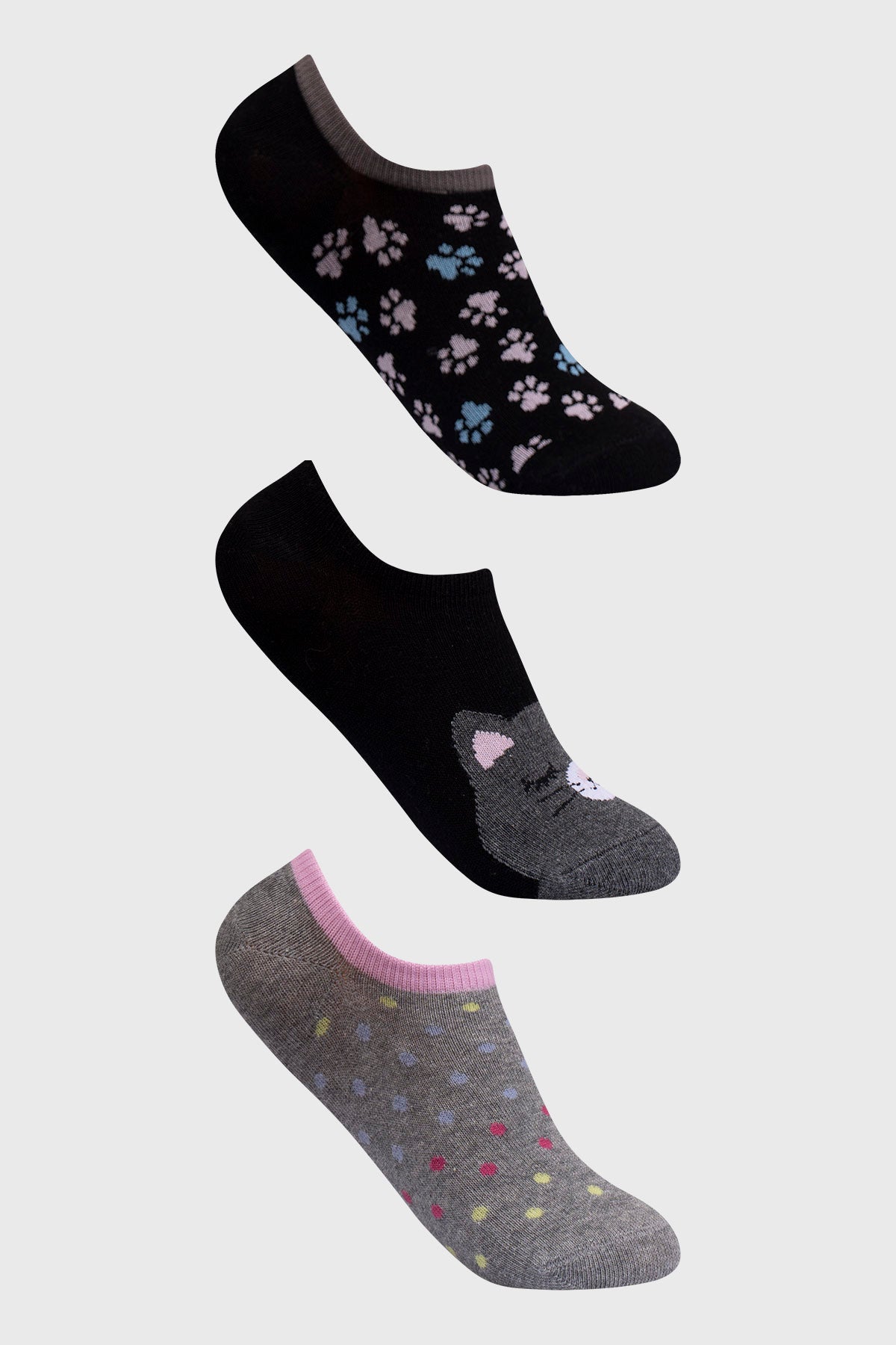 Calceta Deportiva Mujer Tripack Negro