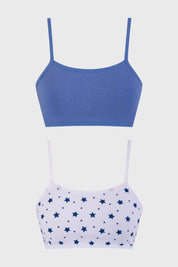 Sostén Mujer Bipack Liso Mini Print Celeste