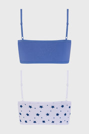 Sostén Mujer Bipack Liso Mini Print Celeste