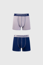Bipack de boxers para hombre azul y gris con cinturilla azul y logo UNDERWEAR visible