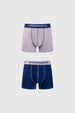 Bipack de boxers para hombre azul y gris con cinturilla azul y logo UNDERWEAR visible