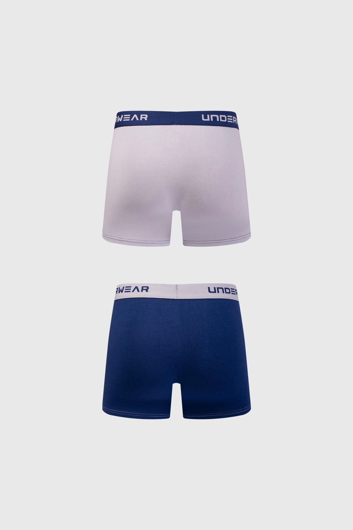 Bipack de boxers para hombre azul y gris con cinturilla azul y logo UNDERWEAR visible