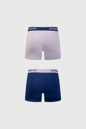 Bipack de boxers para hombre azul y gris con cinturilla azul y logo UNDERWEAR visible
