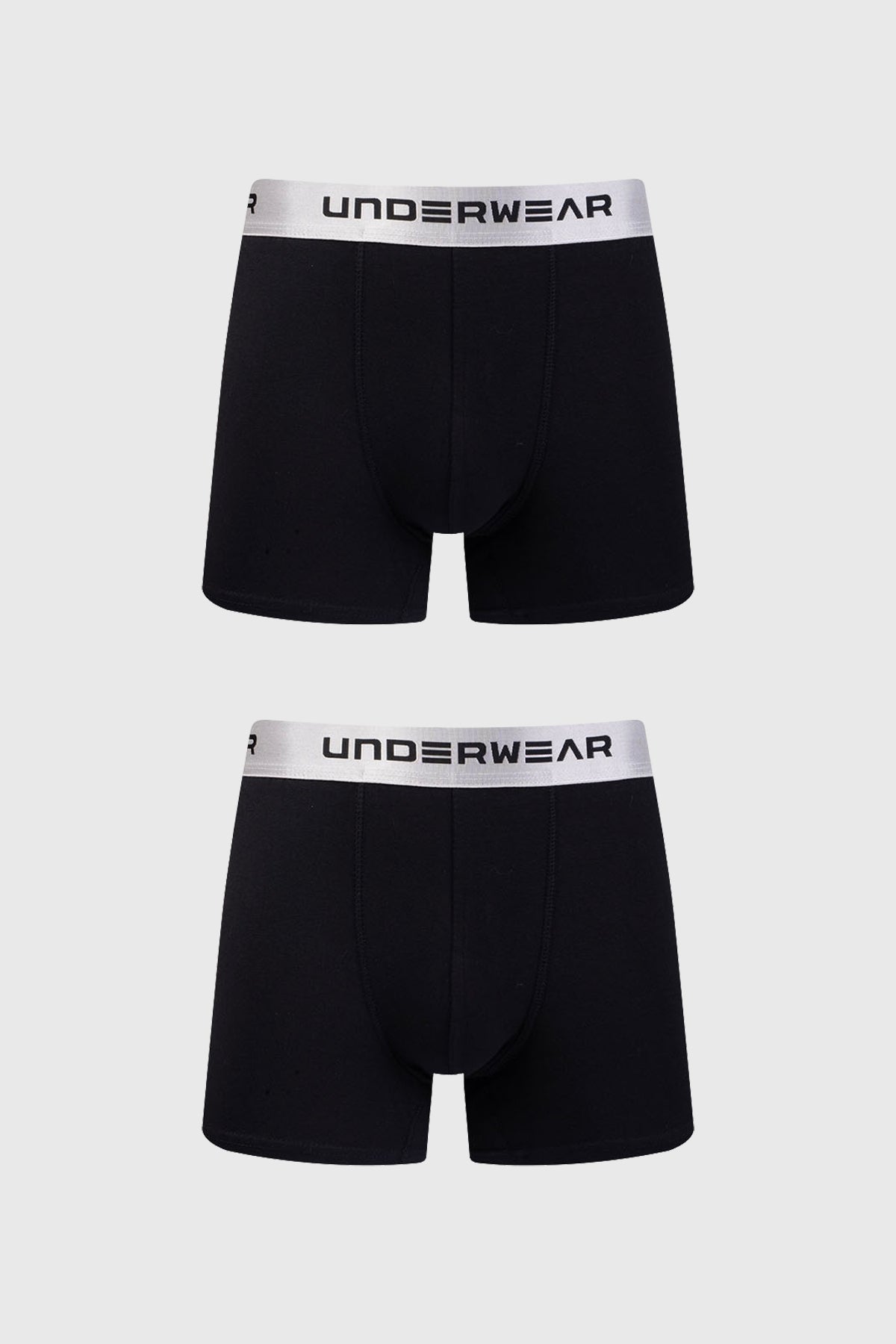 Bipack de boxers negros para hombre con cinturilla gris y texto UNDERWEAR en negro