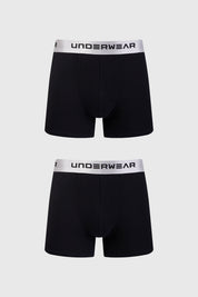 Bipack de boxers negros para hombre con cinturilla gris y texto UNDERWEAR en negro