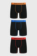 Boxer hombre negro con cinturillas en naranja azul y rojo con texto UNDERWEAR en la pretina de cada uno