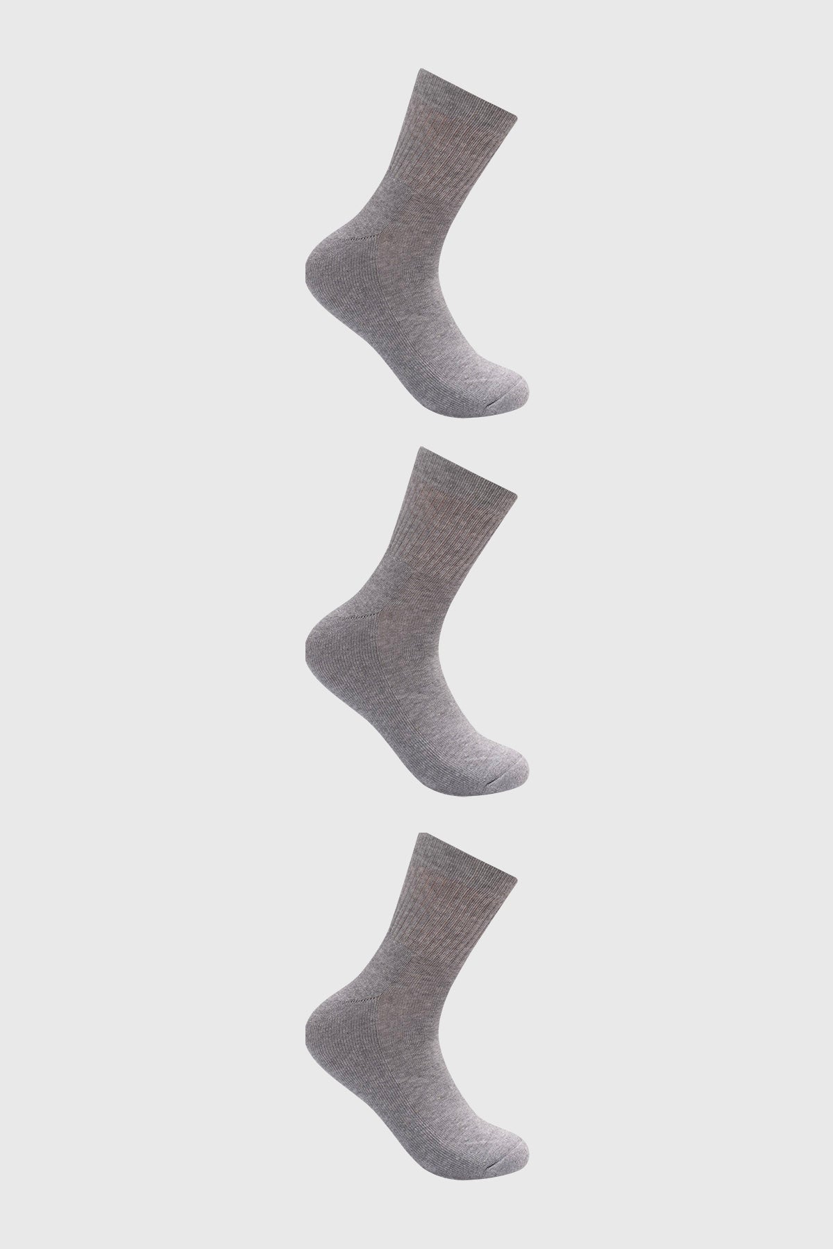 Calcetines unisex gris lisos de algodón con caña media diseño clásico