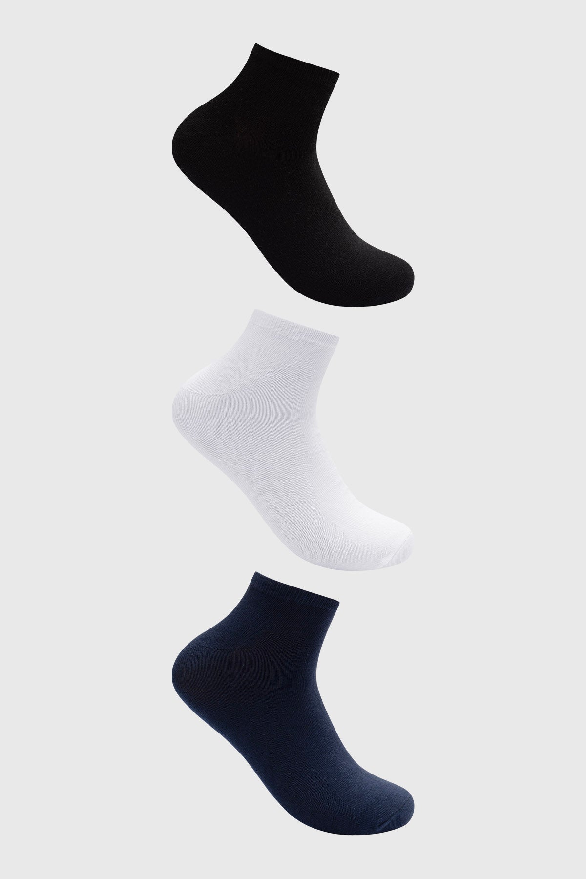 Calcetas deportivas hombre tripack negro azul blanco sin estampa diseño liso cómodas para actividad física diaria