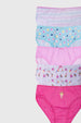 Pack de cinco calzones pantaleta para niña en algodón con estampados coloridos y uno liso fucsia con helado sonriente
