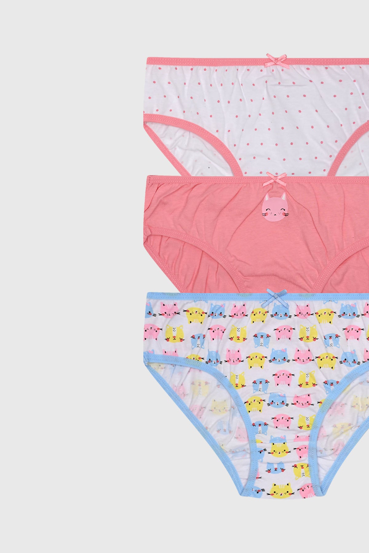 Tripack de calzones para niña en palo rosa con diseño mini print incluye calzón liso y estampados de animales y lunares