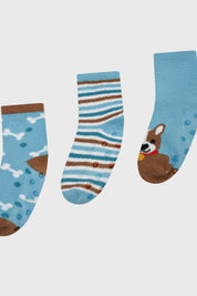 Calcetines de niño calipso con diseño de huesos y perro marrón rayas en distintos estilos sin estampa lisa