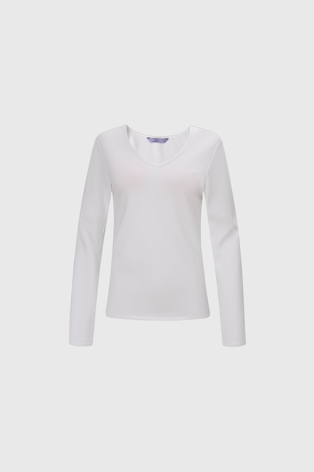 Camiseta térmica blanca de mujer con manga larga y cuello redondo diseño liso ideal para el invierno