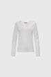 Camiseta térmica blanca de mujer con manga larga y cuello redondo diseño liso ideal para el invierno