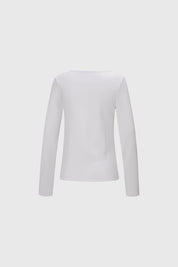 Camiseta térmica blanca de mujer con manga larga y cuello redondo diseño liso ideal para el invierno