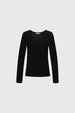 Camiseta térmica negra de mujer con mangas largas y cuello redondo prenda lisa ideal para el frío