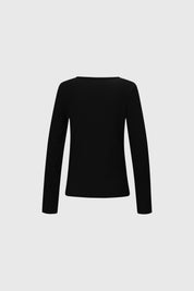 Camiseta térmica negra de mujer con mangas largas y cuello redondo prenda lisa ideal para el frío
