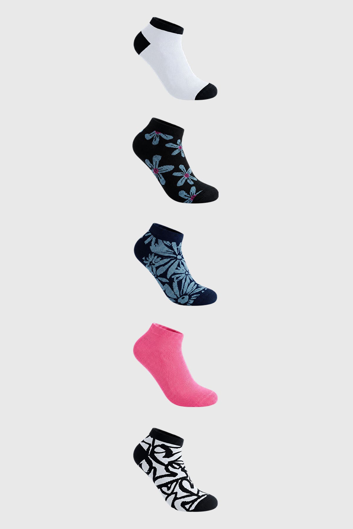 Calceta Deportiva Mujer Pack5 Fucsia