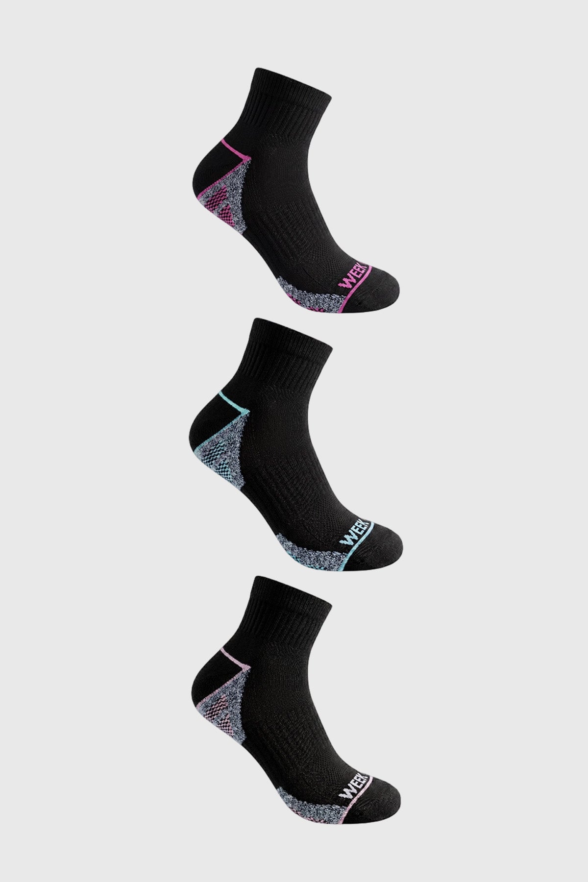 Calceta Deportiva Mujer Tripack Negro