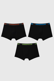Boxer Niño Tripack Negro