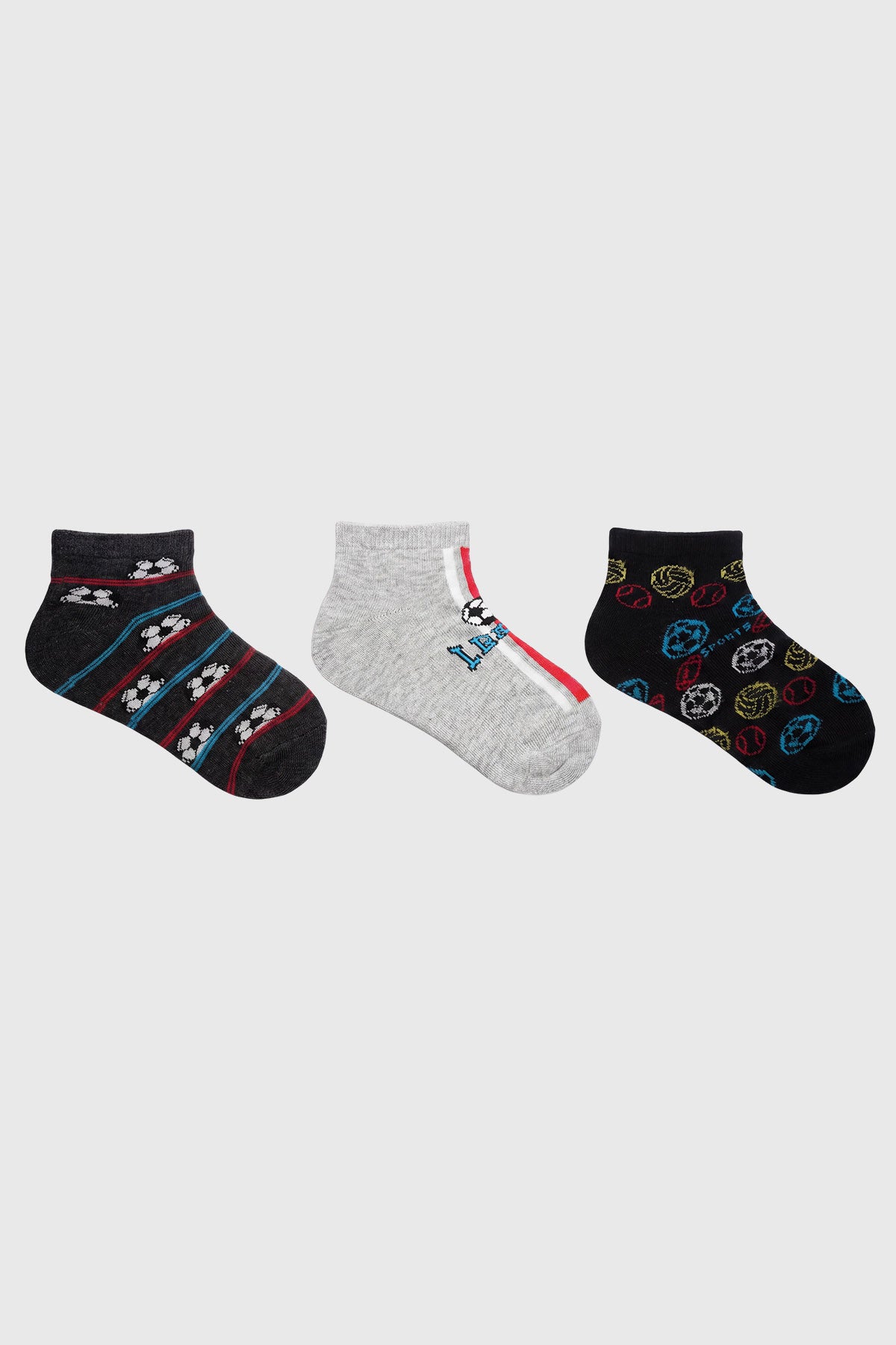 Calceta Deportiva Niño Tripack Gris