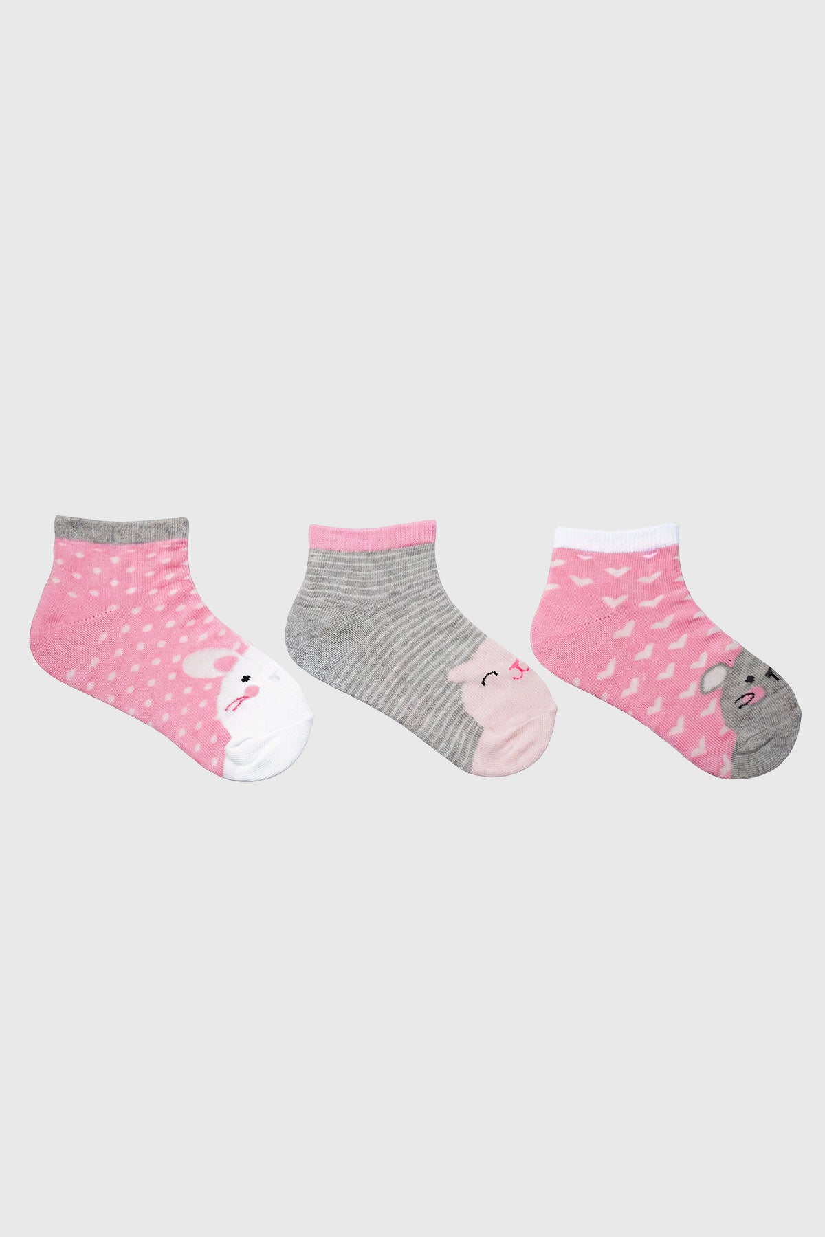 Calceta Deportiva Niña Tripack Gris Claro