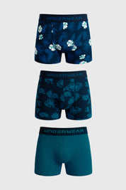 Boxer Hombre Tripack Liso Estampado Turquesa