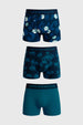 Boxer Hombre Tripack Liso Estampado Turquesa
