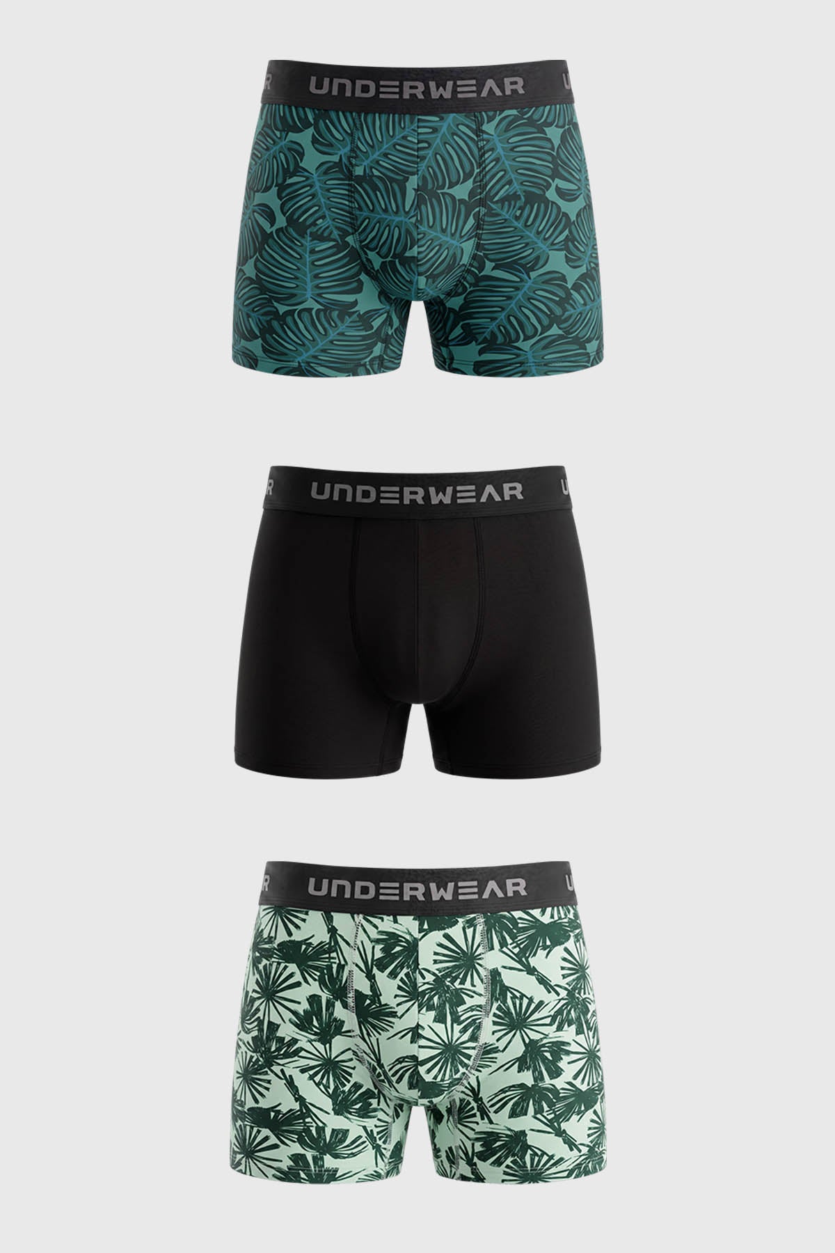 Boxer Tripack Liso Print Hombre Verde