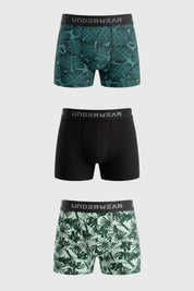 Boxer Tripack Liso Print Hombre Verde