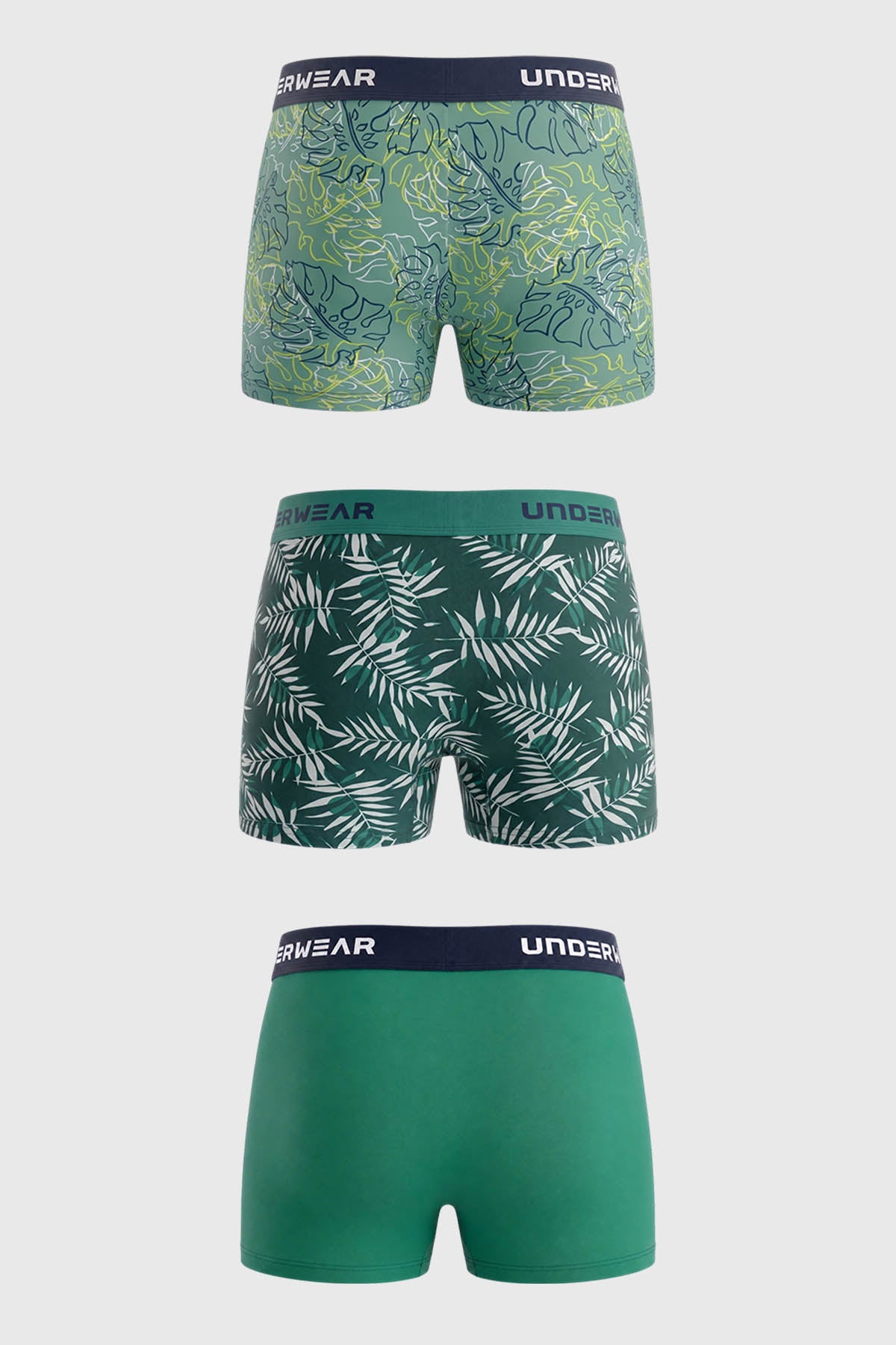 Boxer Tripack Liso Print Hombre Verde Claro