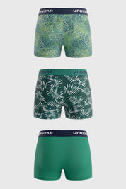 Boxer Tripack Liso Print Hombre Verde Claro