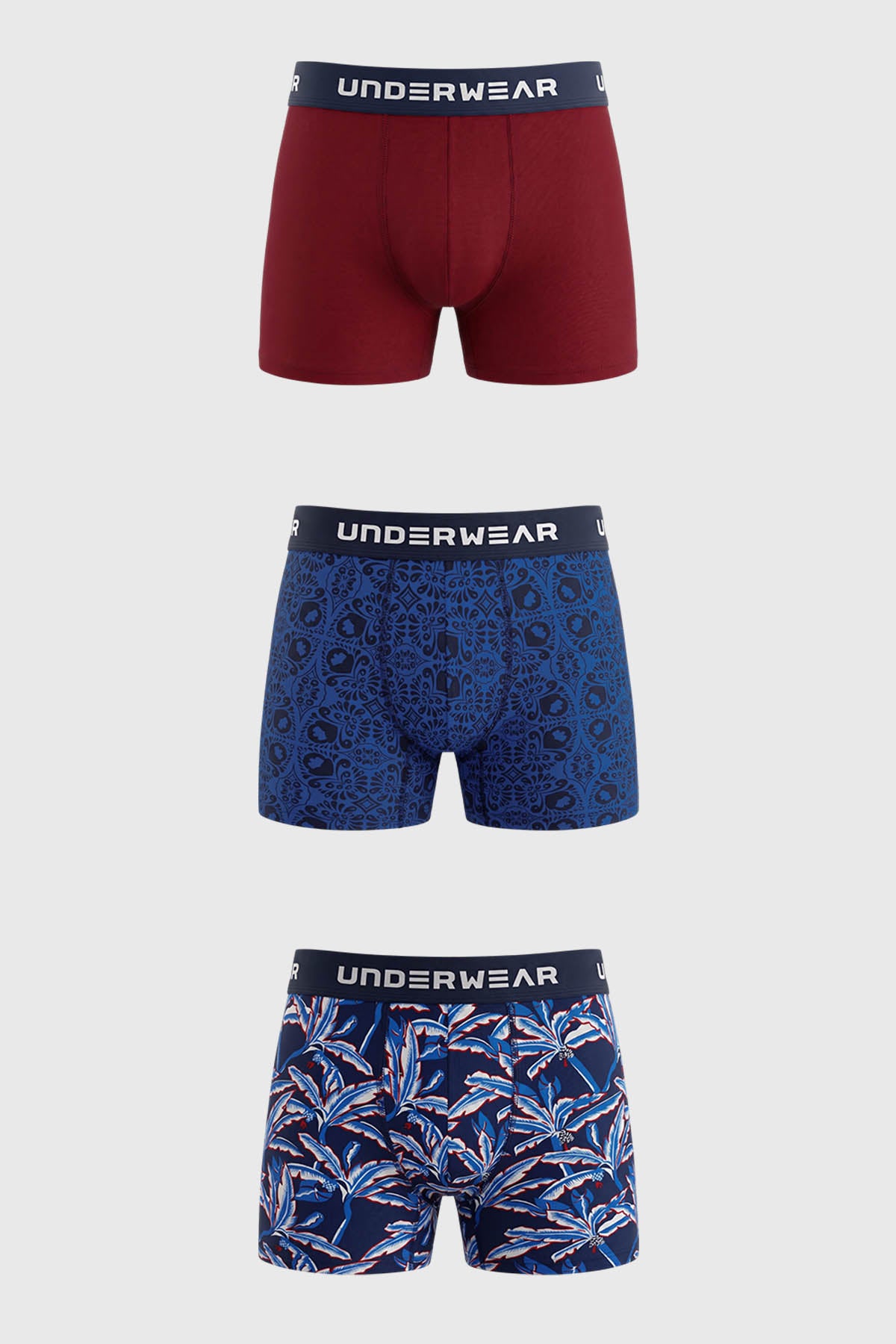 Boxer Tripack Liso Print Hombre Rojo
