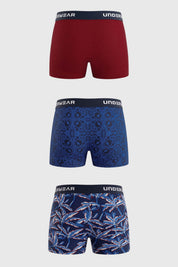 Boxer Tripack Liso Print Hombre Rojo