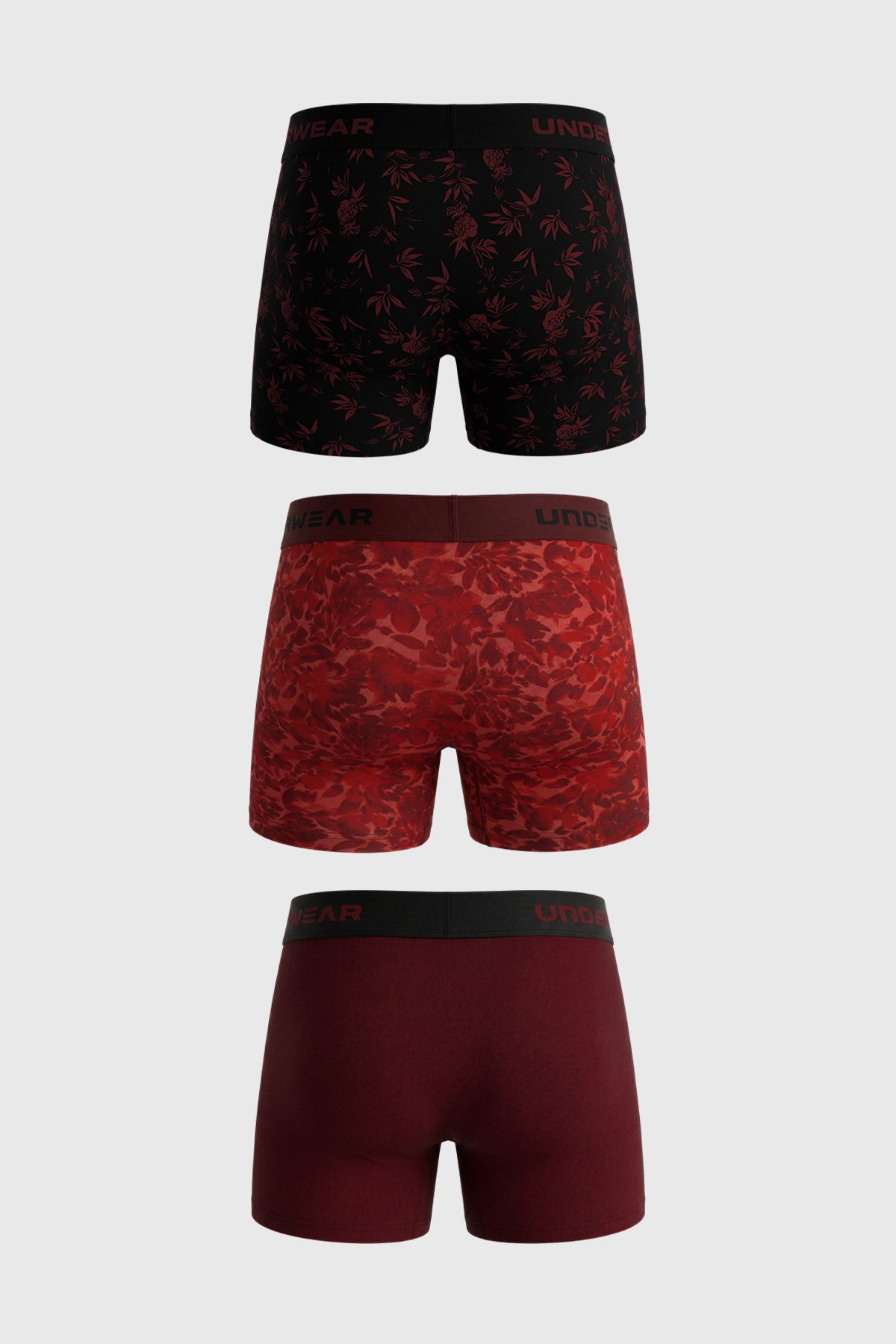 Boxer Hombre Tripack Liso Print Burdeo
