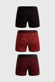 Boxer Hombre Tripack Liso Print Burdeo